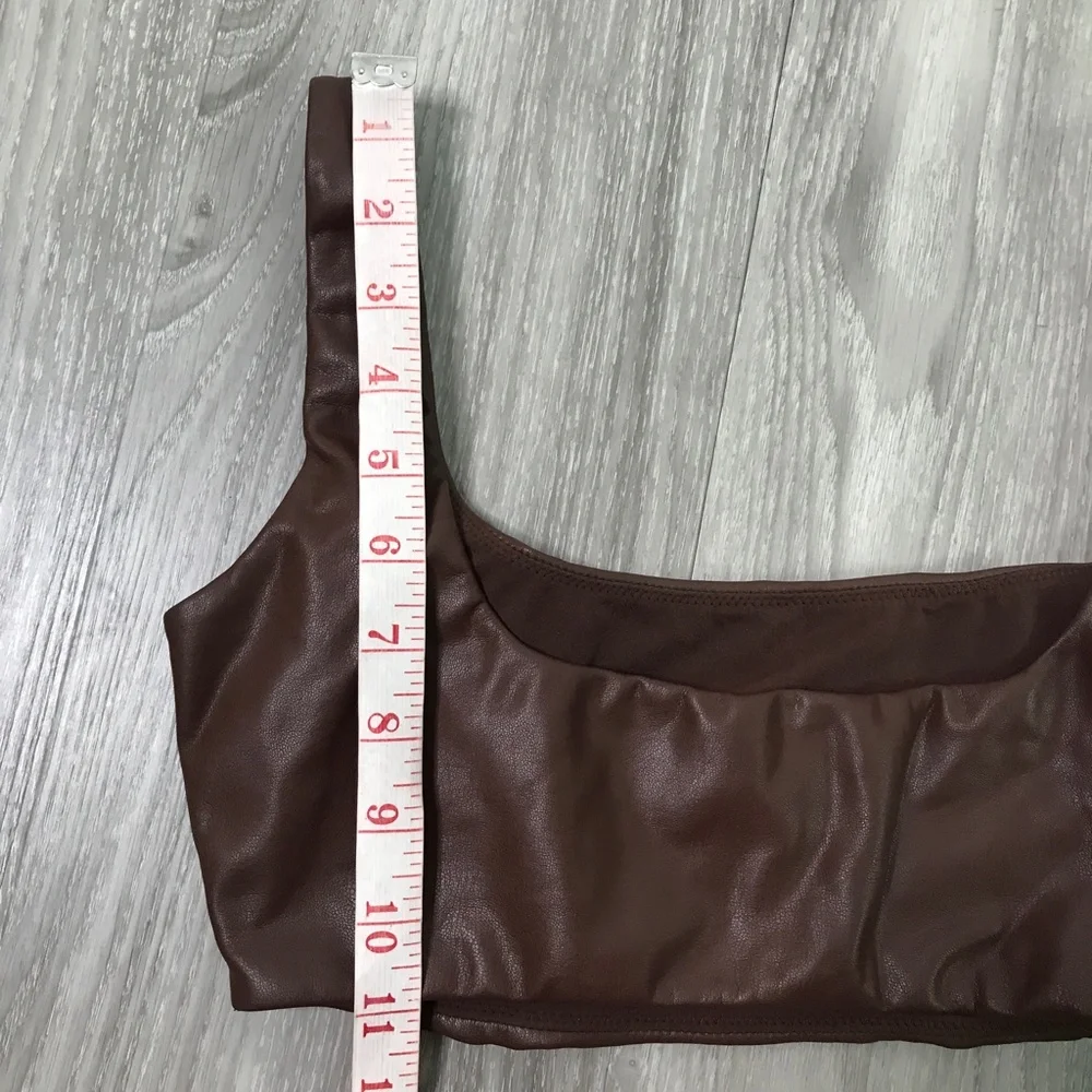 SKIMS VEGAN LEATHER BROWN BRALET TOP WOMENS SMALL